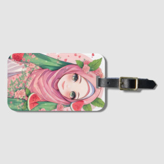 Sweet Watermelon Girl - Cute Anime iPhone 15 Fodra Bagagebricka