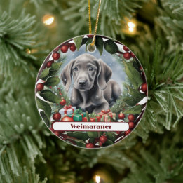 Sweet Weimaraner Puppy Anpassningsbar jul Julgransprydnad Keramik
