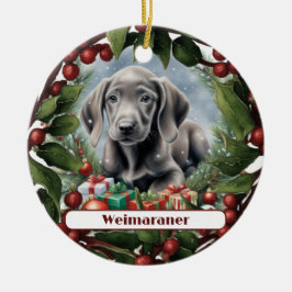 Sweet Weimaraner Puppy Anpassningsbar jul Julgransprydnad Keramik
