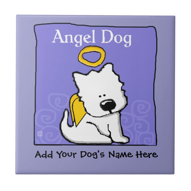 Sweet Westie Hund Angel Memorial Kakelplatta (Framsidan)