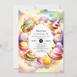 Sweet Whimsical Candyland Birthday Inbjudningar