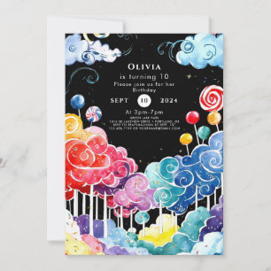 Sweet Whimsical Candyland Birthday Inbjudningar