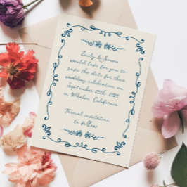 Sweet Whimsical Handskriftlig Bröllop spara datum Inbjudningar