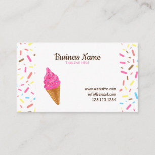 Sweet White Frosting Sprinkles Ice Cream Shop Visitkort