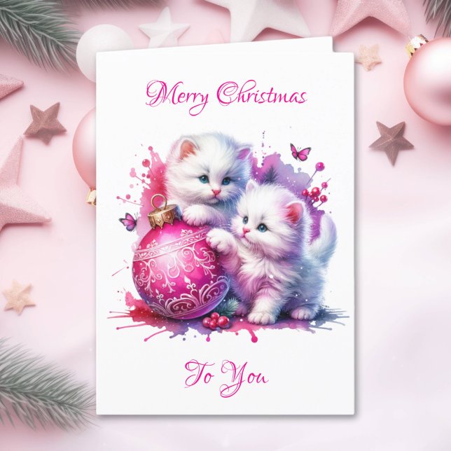 Sweet White Kittens jul Helgkort (Skapare uppladdad)