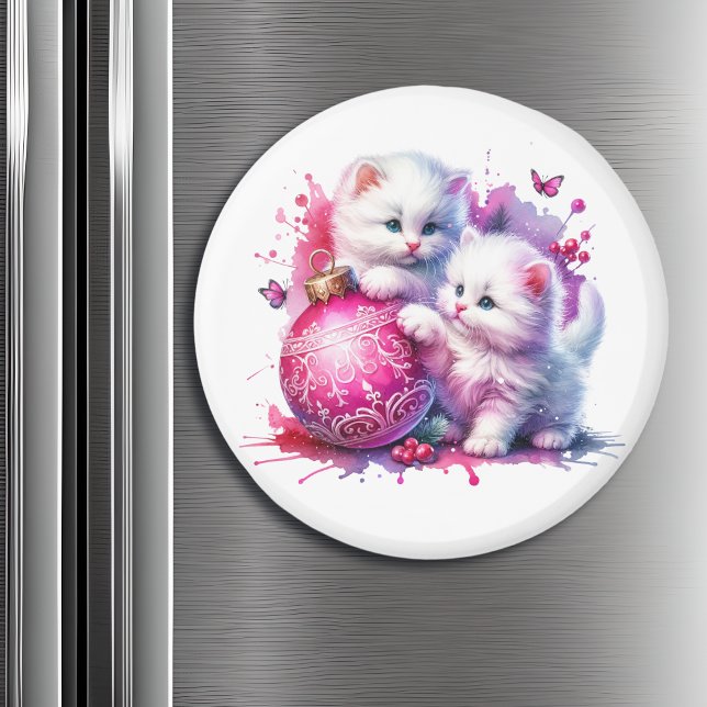 Sweet White Kittens jul Magnet (Skapare uppladdad)