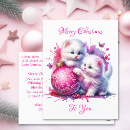 Sweet White Kittens Personlig Helg Vykort