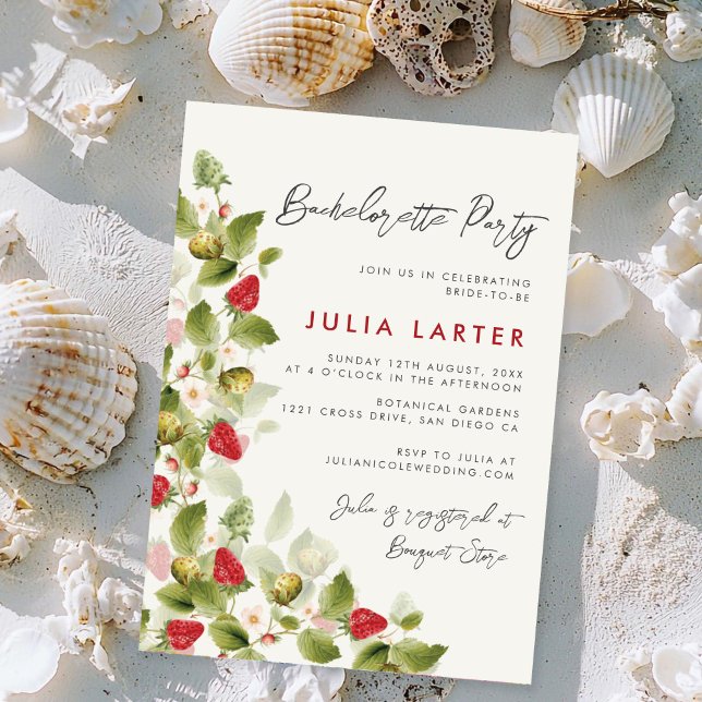 Sweet WildblommStrawberry Bachelorette Party Inbjudningar (Skapare uppladdad)