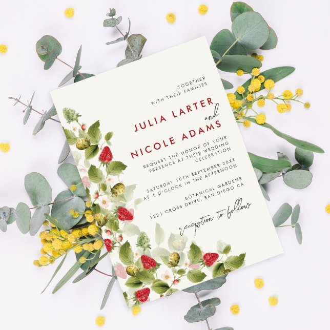 Sweet WildblommStrawberry Photo Möhippa Inbjudningar (Skapare uppladdad)