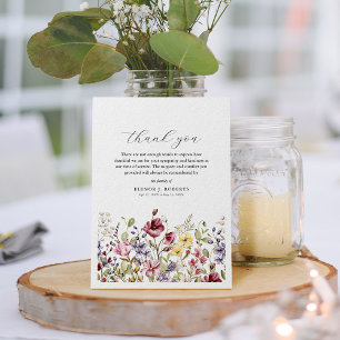 Sweet Wildblomsymati Funeral Memorial Tack Kort