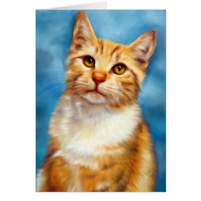 Sweet William - Orange Tabby katt Art Hälsningskort (Framsidan)