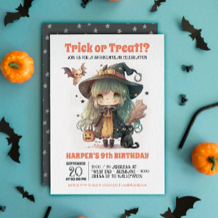 Sweet Witch Halloween Födelsedagsfest inbjudan