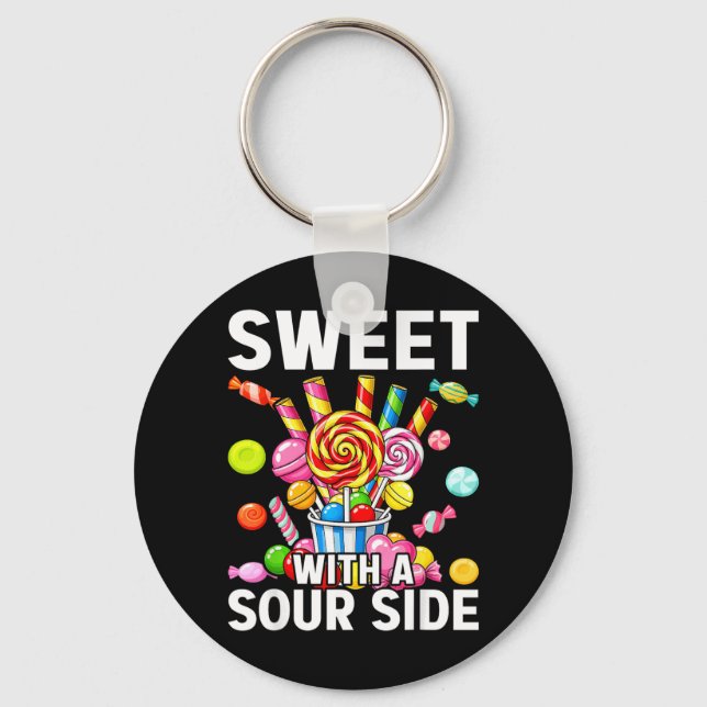 Sweet With A Sour Side Funny Candy Patch Delicious Nyckelring (Framsida)
