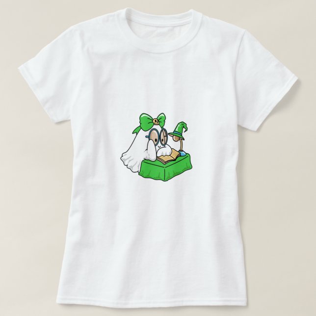 Sweet Wizard Women Ghost Halloween Design T-Shirt. T Shirt (Design framsida)