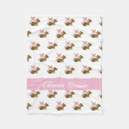 Sweet Woodland Animal Rosa Wildblommor Nursery Fleecefilt
