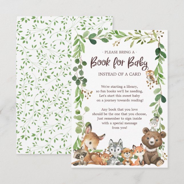 Sweet Woodland Animals Bok för Baby Card Tilläggskort (Fram/baksida)