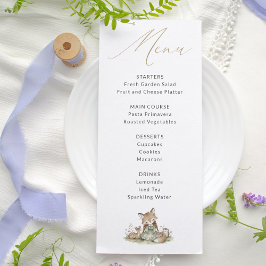 Sweet Woodland Fox Baby Shower Menu Card Meny