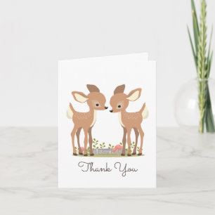 Sweet Woodland Hjort Twin Baby Gift Tack Kort