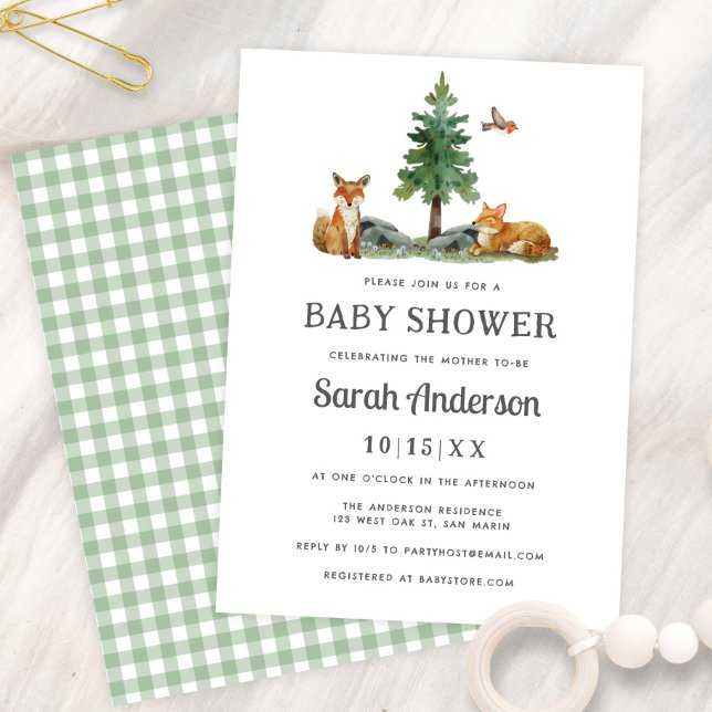 Sweet Woodland Watercolor Neutral Baby Shower Inbjudningar (Skapare uppladdad)