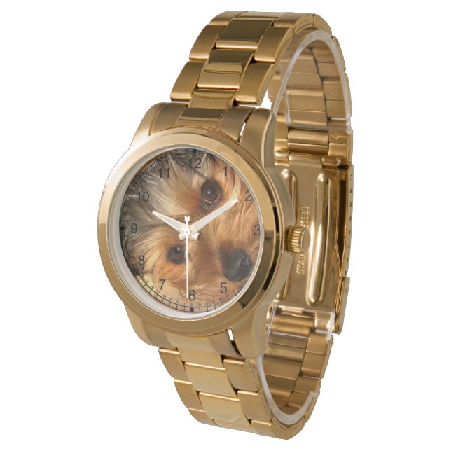 Sweet Yorkie BeSnye Guld Armbandsur (Vinklad)
