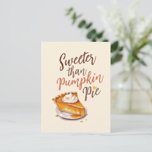 Sweeter Than Pumpkin Paj - Fall Pumpkin Spice Paj Vykort (Stående Fram)