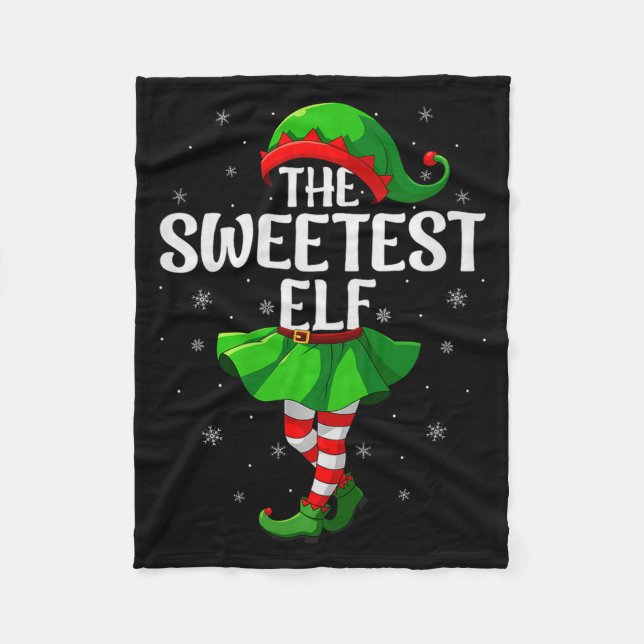 Sweetest Elf Christmas Girls Women Elf Squad Xmas  Fleecefilt (Framsidan)