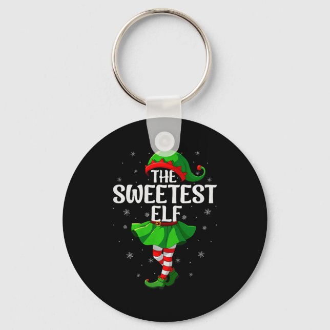 Sweetest Elf Christmas Girls Women Elf Squad Xmas  Nyckelring (Framsida)