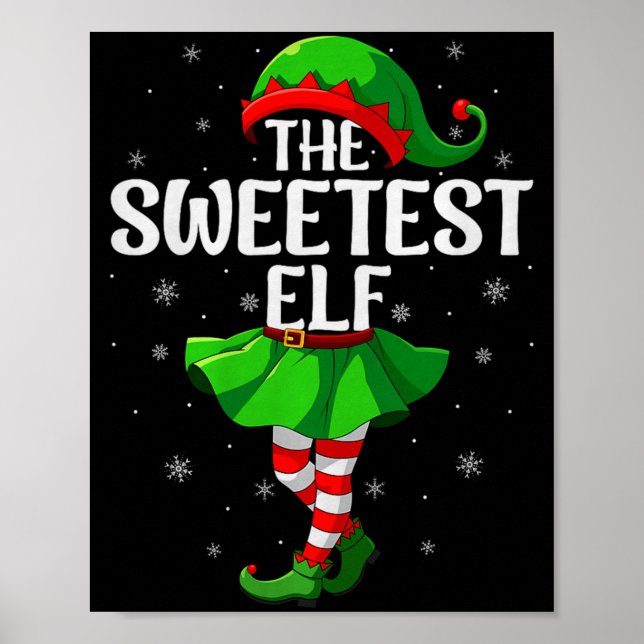 Sweetest Elf Christmas Girls Women Elf Squad Xmas  Poster (Framsidan)