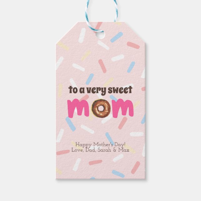 Sweetest Mamma Donut Typography Personlig Presentetikett (Framsidan)