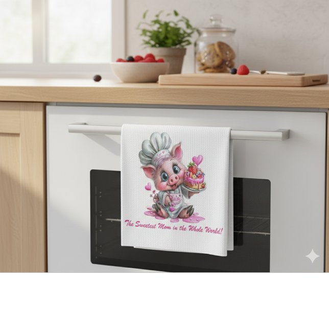Sweetest Mom Pig Chef Kitchen Towel Kökshandduk (Skapare uppladdad)