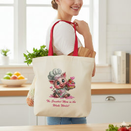 Sweetest Mom Pig Chef Tote Bag Tygkasse