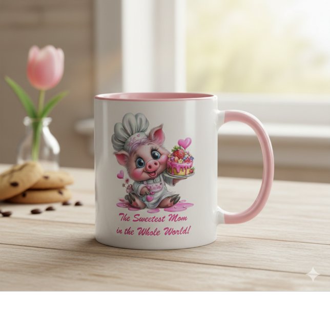 Sweetest Mom Pig Chef Two-Tone Coffee Mug Mugg (Skapare uppladdad)