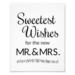 Sweetest Önskemål New Mr. och Mrs. Bröllop Sign Fototryck