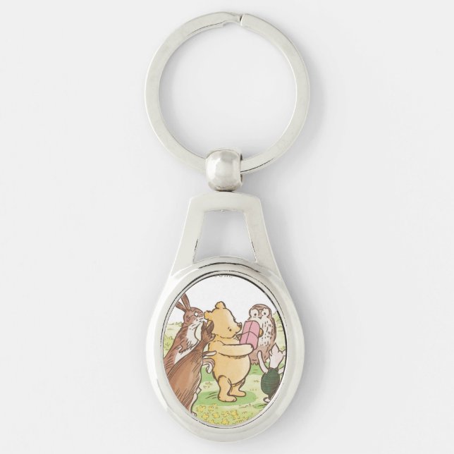 Sweetest Pooh Gift Ovalt Silverfärgad Nyckelring (Framsidan)