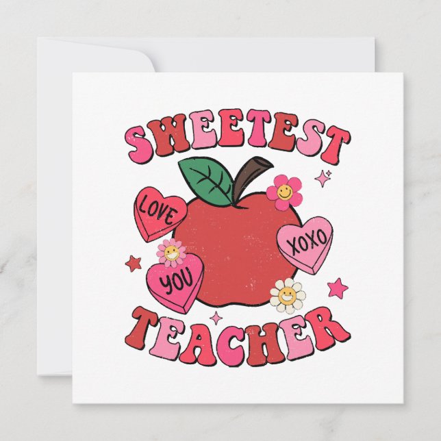 Sweetest Teacher Valentines day Hearts Inbjudningar (Framsida)