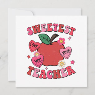 Sweetest Teacher Valentines day Hearts Inbjudningar