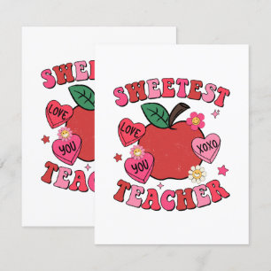 Sweetest Teacher Valentines day Hearts Tilläggskort