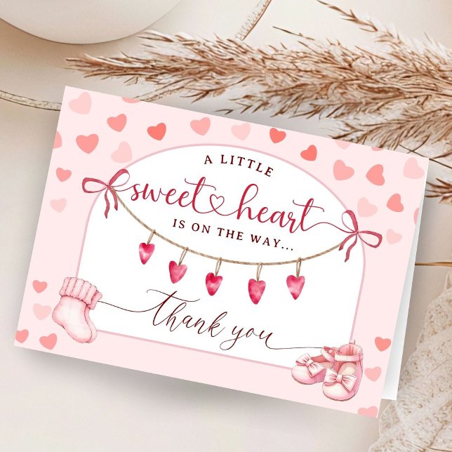 Sweetheart Baby Shower Folded Thank You Cards Tack Kort (Skapare uppladdad)