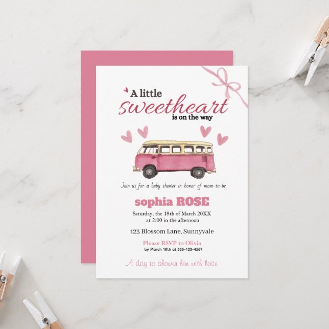 Sweetheart Baby Shower Invitation  Inbjudningar (Fram/Back In Situ)