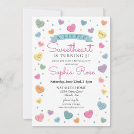 Sweetheart Candy February Birthday Party for Girl Inbjudningar