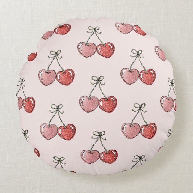 Sweetheart Cherries Rund Kudde (Framsidan)