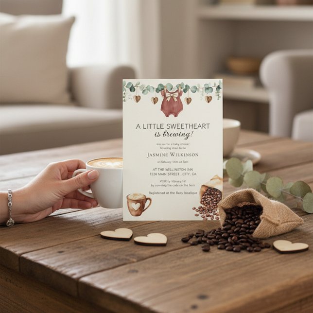 Sweetheart Coffee Brewing Baby Shower Invitation Inbjudningar (Skapare uppladdad)