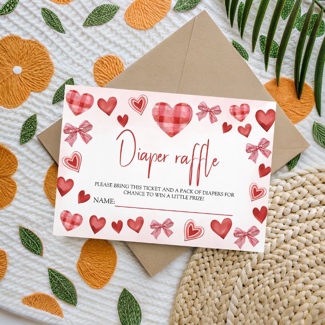 Sweetheart Diaper Raffle Baby Shower Ticket Tilläggskort (Skapare uppladdad)