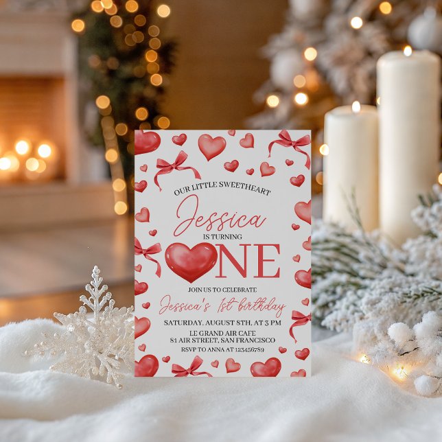 Sweetheart First Birthday Invitation Inbjudningar (Skapare uppladdad)