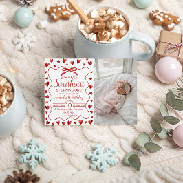 Sweetheart First Birthday Invitation Photo Inbjudningar