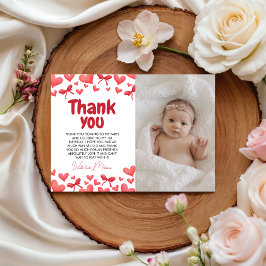 Sweetheart First Birthday Photo Thank You Card  Inbjudningar