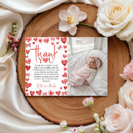 Sweetheart First Birthday Photo Thank You Card Inbjudningar