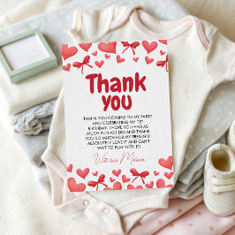 Sweetheart First Birthday Thank You Card Inbjudningar