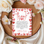 Sweetheart First Birthday Thank You Card Inbjudningar<br><div class="desc">A classic sweetheart-themed thank you card for a first birthday celebration. Featuring a soft red and pink heart pattern with elegant typography, this editable thank you card is perfect for expressing appreciation after a baby’s 1st birthday party. Designed without a photo, it works beautifully for printable or digital use and...</div>