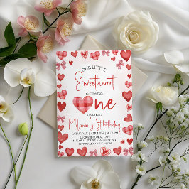 Sweetheart Heart First Birthday Invitation Inbjudningar